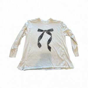 Aerie White and Black Knit Top with Bow